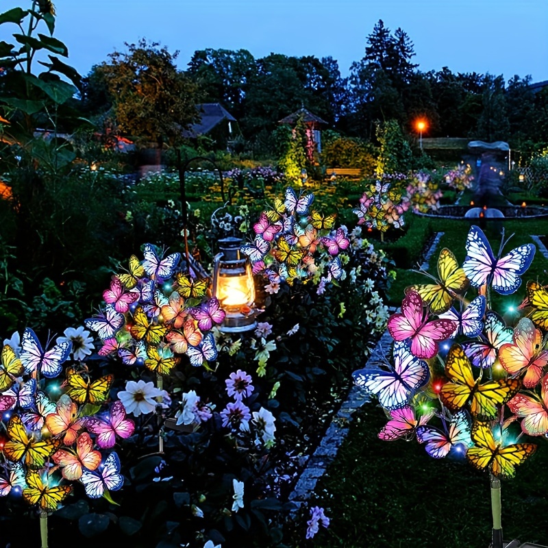 Outdoor Lighting In Ground - Solar LED Butterfly Garden Lights Waterproof
