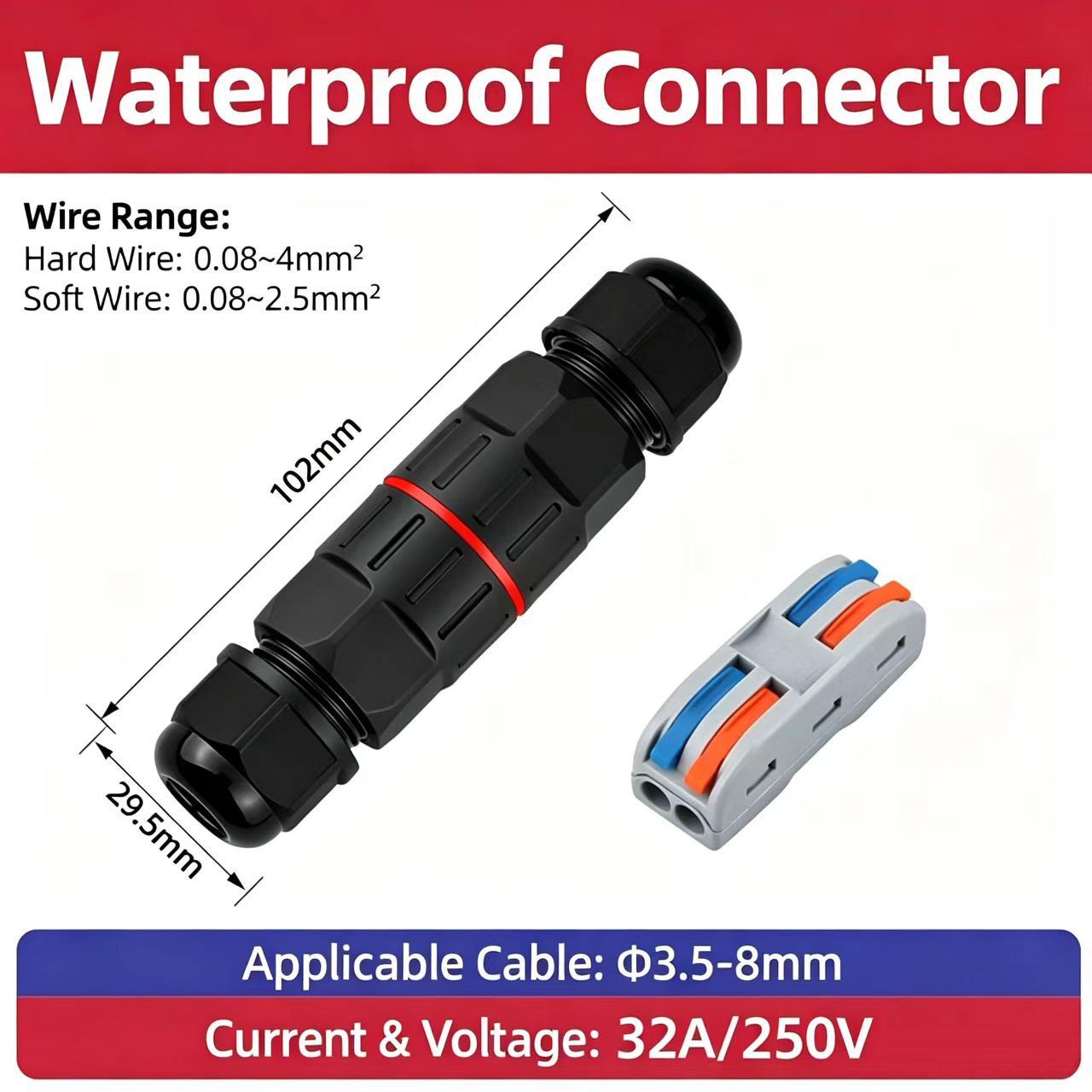 1Pc 2 Pin 3 Pin Wire Connector - Outdoor Lighting Electrical Box 评论和价格
