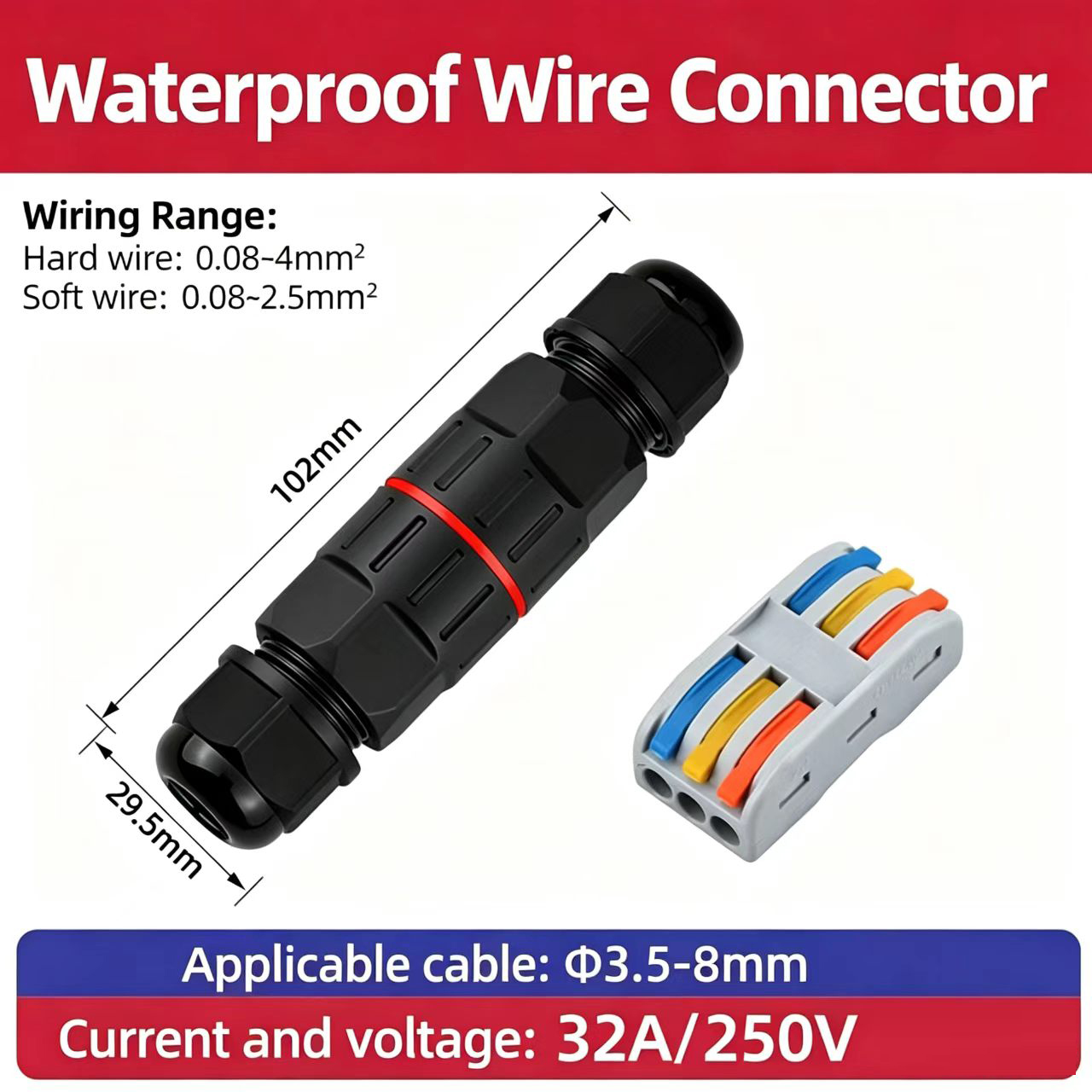 1Pc 2 Pin 3 Pin Wire Connector - Outdoor Lighting Electrical Box 评论和价格