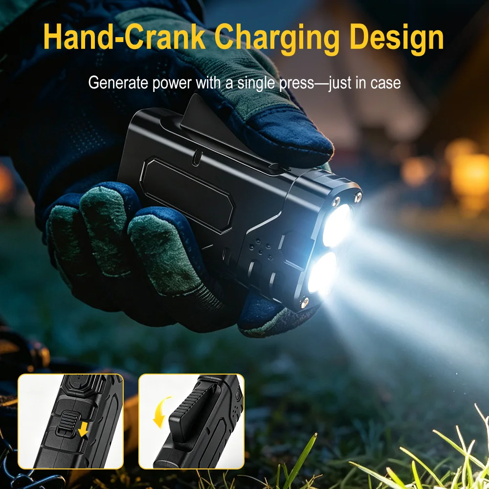 BORUIiT Hand Crank EDC LED Fla - Outdoor Lighting Quality 评论和价格
