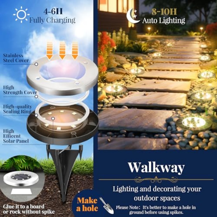 Solar Ground Lights Solar Ligh - Outdoor Lighting In Ground 评论和价格