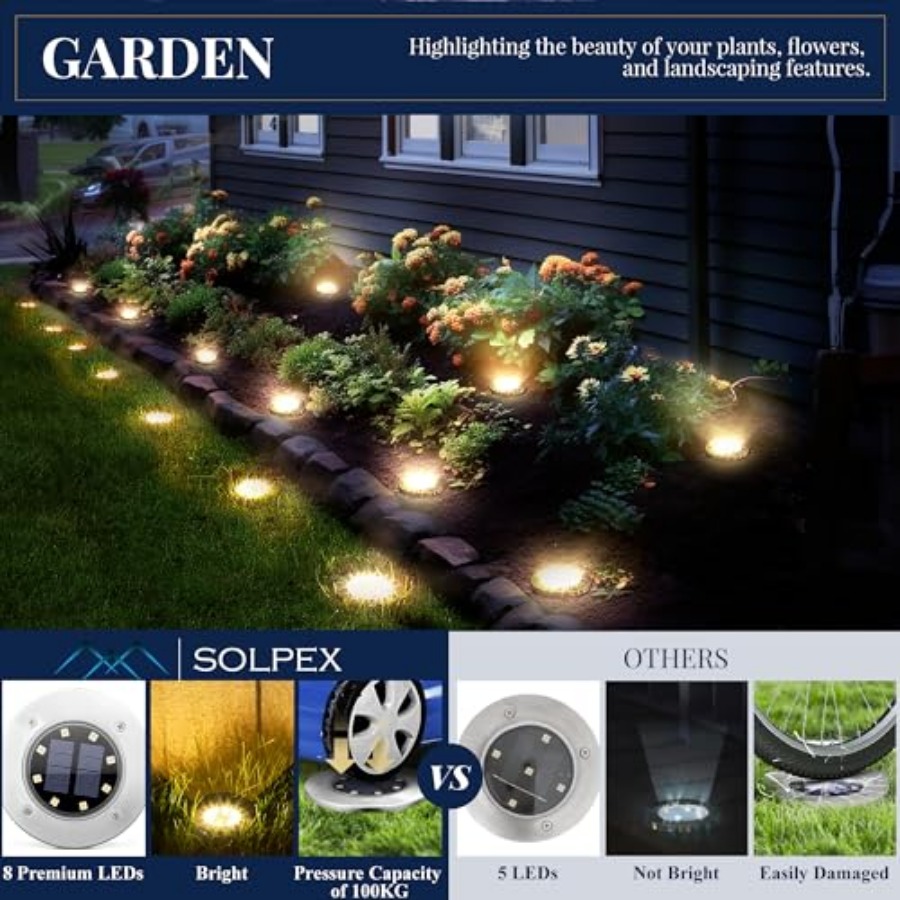 Solar Ground Lights Solar Ligh - Outdoor Lighting In Ground 评论和价格